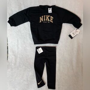 Nike black & gold 2 piece set sweatshirt and pants 24 mos, oversized fit NWT